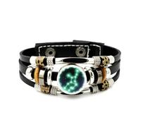 Pulsera Ajustable De Cuero Trenzado En Capas Con Diseño De Mapa Estelar De Virgo, Arte Del Aura, Proyección Geométrica, Brazalete Étnico Punk Hecho A Mano, Accesorio De Amistad, Regalo De Cumplea