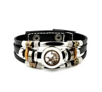 Pulsera Ajustable De Cuero Trenzado En Capas Con Diseño Del Signo Sagitario, Estilo Steampunk Artístico, Brazalete Étnico Musical Hecho A Mano, Accesorio De Amistad, Regalo De Cumpleaños O Navidad.