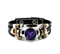Pulsera Ajustable De Cuero Trenzado En Capas Con Diseño Digital De Estela De Estrella De Escorpio, Nebulosa Cibernética Neón, Brazalete Étnico Punk Hecho A Mano, Accesorio De Amistad, Regalo De Cu