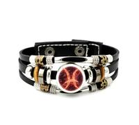 Pulsera Ajustable De Cuero Trenzado En Capas Con El Símbolo De Piscis, La Nebulosa Y El Entrelazamiento Cuántico, Brazalete Étnico Punk Hecho A Mano, Accesorio De Amistad, Regalo De Cumpleaños O N