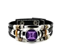 Pulsera Ajustable De Cuero Trenzado En Capas Con Geometría De La Nebulosa De Géminis Y Entrelazamiento Cuántico, Brazalete Étnico Punk Hecho A Mano, Accesorio De Amistad, Regalo De Cumpleaños Y N