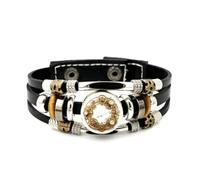 Pulsera Ajustable De Cuero Trenzado En Capas Con Mapa Estelar De Piscis Y Manómetro, Estilo Steampunk, Brazalete Étnico Musical Hecho A Mano, Accesorio De Amistad, Regalo De Cumpleaños Y Navidad.