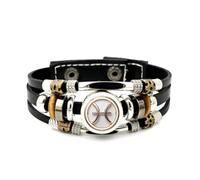 Pulsera Ajustable De Cuero Trenzado En Capas Con Relieve De Arte Cibernético Del Signo Zodiacal Piscis, Brazalete Étnico Musical Hecho A Mano, Accesorio De Amistad, Regalo De Cumpleaños Y Navidad