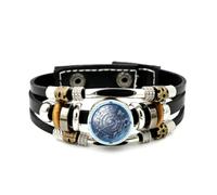Pulsera Ajustable De Cuero Trenzado En Capas Con Relieve De Arte Mecánico Del Mapa Estelar De Piscis, Brazalete Étnico Musical Hecho A Mano, Accesorio De Amistad, Regalo De Cumpleaños Y Navidad