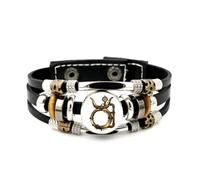 Pulsera Ajustable De Cuero Trenzado En Capas Estilo Steampunk Con Manómetro Del Signo Zodiacal Tauro, Brazalete Étnico Musical Hecho A Mano, Accesorio De Amistad, Regalo De Cumpleaños Y Navidad.