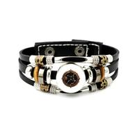 Pulsera Ajustable De Cuero Trenzado En Capas Estilo Steampunk Mecánico Con Engranajes Del Universo Virgo, Brazalete Étnico Punk Hecho A Mano, Accesorio De Amistad, Regalo De Cumpleaños O Navidad.