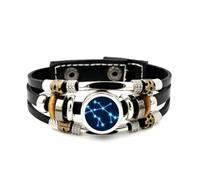 Pulsera Ajustable De Cuero Trenzado Multicapa Con Mapa Del Planeta Géminis, Estilo Hacker Cibernético Neón, Brazalete Étnico Hecho A Mano, Accesorios De Joyería De La Amistad, Regalo Para El Fest