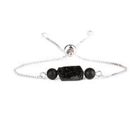 Pulsera ajustable de piedra preciosa mineral de turmalina negra natural, piedra de lava, ónix, para mujeres y hombres, Ónix, Ágata