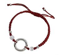 Pulsera ajustable hecha a mano para pareja trenzada con colgante geométrico y hebilla de paz, diseñada en estilo chino moderno para un uso diario significativo o especial (rojo)