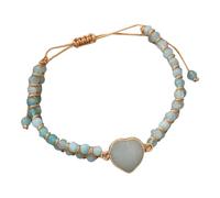 Pulsera ajustable tejida a mano con piedra de corazón de doble capa, joyería de yoga para una vida consciente, equilibrio energético, equilibrio de energía