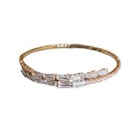 Pulsera ajustable única de hoja/lazo/flor con piedra de circonita, hecha a mano, adorno de muñeca elegante para mujer, talla única, como se describe