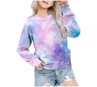 Pulsera Artesanal Mujer Sudadera Informal sin Capucha de Manga Larga con Cuello Redondo y Estampado Tie Dye para niñas de otoño e Invierno Sudadera Universidad De (Light Purple, 2-3 Years)