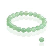 Pulsera Aventurina Verde Cristal Energeticas Pulsera Pulsera de Piedra Natural Verde Pulsera Elástica Hecha a Mano Piedras Energeticas Natural 8 mm Pulsera Terapia Piedra Hombres Mujeres 15,7CM