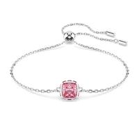 Pulsera Birthstone, Talla cuadrada, Octubre, Rosa, Baño de rodio OS