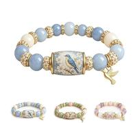 Pulsera Bluebird Blessing de edición limitada 2026, una inspiradora pulsera de cuentas con el poder del colibrí, una bendición para las joyas de las mujeres en verano y primavera., One Size, Plateado