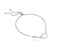 Pulsera bolo de Lovve, de plata de ley pulida, con forma de corazón clásica, ajustable