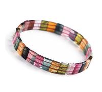 Pulsera Brazalete de Mujer con Cuentas rectangulares de Cristal de Cuarzo turmalina Genuina Natural (Color : As Shown)