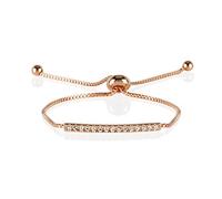 Pulsera Browser NAMANA con cristales Swarovski. Chapado en oro rosa, dorado o plateado. Pulsera de malla veneciana ajustable gracias a una bola metálica deslizante.