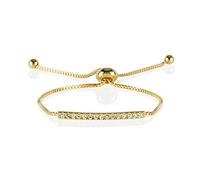 Pulsera Browser NAMANA con cristales Swarovski. Chapado en oro rosa, dorado o plateado. Pulsera de malla veneciana ajustable gracias a una bola metálica deslizante.