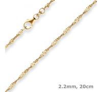 Pulsera Cadena De Singapur De Oro 585 Oro Amarillo Joyería 20cm