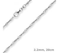 Pulsera Cadena De Singapur De Oro 585 Oro Blanco 20cm
