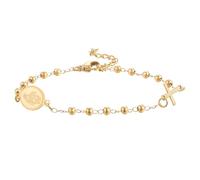 Pulsera católica con cadena de rosario de cruz dorada delicada de la Virgen María, joyería de fe para mujer, pulsera de medalla milagrosa, regalo cristiano inspirador para confirmación, bautismo