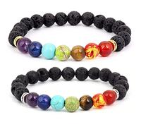 Pulsera Chakras,2 Uds Pulseras De Cristal para Cuentas De Yoga Reiki Pulsera De Piedras Preciosas Naturales para Meditación Alivio De La Ansiedad, Regalos De Joyería para Hombres Y Mujeres