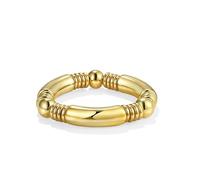 Pulsera chapada en oro de 14 quilates para mujer, gruesa, curvada, apilable, con bolas, elásticas, 7, Resina, Ágata
