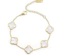 Pulsera chapada en oro de 18 quilates con diseño de trébol de la suerte para mujer, color blanco, negro, rojo y verde, con diseño de flor de cuatro hojas, regalo de joyería de moda para mujer, talla