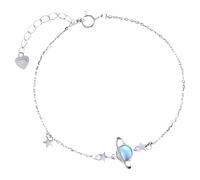 Pulsera chapada en plata con diseño de planeta estrella para mujer, joyería elegante, aretes divertidos para profesor, talla única, Metal, No es una piedra preciosa