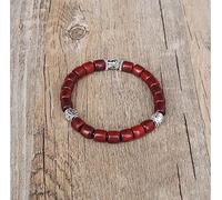 Pulsera cilíndrica de chakra Cuentas de madera Pulsera de amuleto de oración budista hecha a mano para hombres y mujeres, rojo vintage