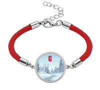 Pulsera circular de cuerda roja de la suerte, hecha a mano con el texto "Great Cold Twenty Four"
