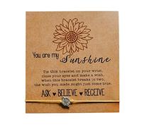 Pulsera clásica de moda con tarjeta de personalidad, de aleación, con hilo de cera de girasol, joyería tejida para mujeres y niñas pequeñas, talla única, Metal, No es una piedra preciosa