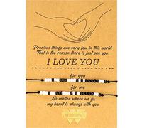 Pulsera Código Morse de San Valentín Regalo Pulsera de Familia Pareja de Amistad de I Love You (Cuentas Blancas y Negras)
