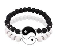 Pulsera con aroma de amigo, 2 pulseras de cuerda ajustables a juego con Yin y Yangs para amistad, relación, novio, novia, regalo de San Valentín, pulsera cristiana para mujer, talla única, Metal, No