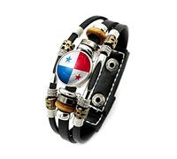 Pulsera Con Bandera De País De Panamá: Brazalete Ajustable Trenzado De Cuero Con Patrón De Fútbol, Pulsera, Regalo Patriótico, Accesorios De Joyería Para Mujeres, Hombres,