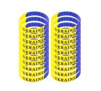 Pulsera con bandera de Ucrania, 5-100 pulseras de goma ucraniana de Ucrania, regalos de Ucrania, regalos de abanico unisex, 20Pcs, No es una piedra preciosa