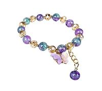 Pulsera con colgante de mariposa de piedra natural con dije de agradecimiento para mujeres y niñas, pulsera de cuentas de piedras preciosas para comer, talla única, Vidrio, No es una piedra preciosa