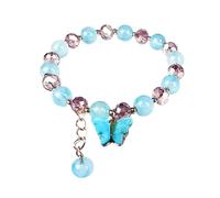 Pulsera con colgante de mariposa de piedra natural con dije de agradecimiento para mujeres y niñas, pulsera de cuentas de piedras preciosas para comer, talla única, Vidrio, No es una piedra preciosa