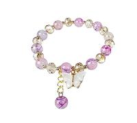 Pulsera con colgante de mariposa de piedra natural con dije de agradecimiento para mujeres y niñas, pulsera de cuentas de piedras preciosas para comer, talla única, Vidrio, No es una piedra preciosa