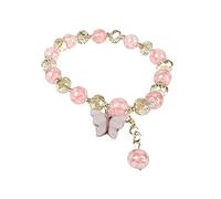 Pulsera con colgante de mariposa de piedra natural con dije de agradecimiento para mujeres y niñas, pulsera de cuentas de piedras preciosas para niñas, talla única, Vidrio, No es una piedra preciosa
