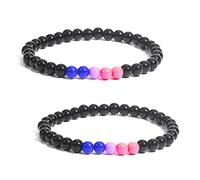 Pulsera Con Cuentas De 2 Piezas, Pulsera Con Cuentas Simple, Pulsera Con Cuentas De Piedras Preciosas, Pulsera Con Cuentas Brillantes, Pulsera Elástica, Regalo De Joyería Del Orgullo