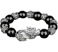 Pulsera con cuentas de piedra obsidiana pulsera Feng Shui buena suerte para mujer hombre diseño profesional