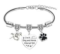 Pulsera con dije de caballo y perro, regalo para amantes de los caballos para mujeres, pulsera con dije de pata para perros, regalo para mamá, soy un perro y un caballo tipo de niña, regalos de