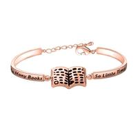 Pulsera con dije de libro para amantes de los libros, regalo para amantes de los libros, joyería para amantes de la lectura, regalo de bibliotecario, S, Cobre