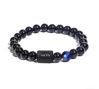 Pulsera con doce símbolos del zodiaco en cuentas de vidrio mixto, diseñada para un ajuste constante y movimiento natural en la muñeca (04)