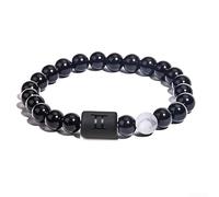 Pulsera con doce símbolos del zodiaco en cuentas de vidrio mixto, diseñada para un ajuste constante y movimiento natural en la muñeca (09)