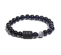 Pulsera con doce símbolos del zodiaco en cuentas de vidrio mixto, diseñada para un ajuste constante y movimiento natural en la muñeca (07)