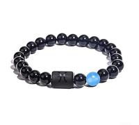 Pulsera con doce símbolos del zodiaco en cuentas de vidrio mixto, diseñada para un ajuste constante y movimiento natural en la muñeca (08)