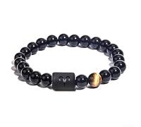 Pulsera con doce símbolos del zodiaco en cuentas de vidrio mixto, diseñada para un ajuste constante y movimiento natural en la muñeca (01)